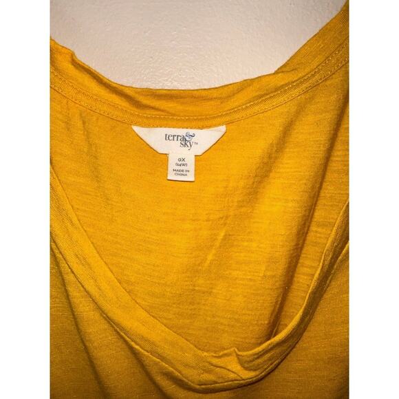 Terra & Sky Women's Top XL V-Neck Flowy Fit Flare 0x Plus Size Yellow Blouse - Picture 4 of 5